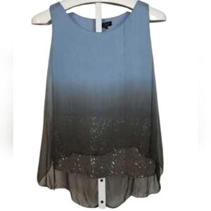 New H Trend Silk Top Womens Italy Sleeveless Layered Sequins Cowl Neck Lined